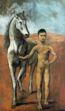  llevando Pintura - Niño guiando un caballo 1906 Pablo Picasso